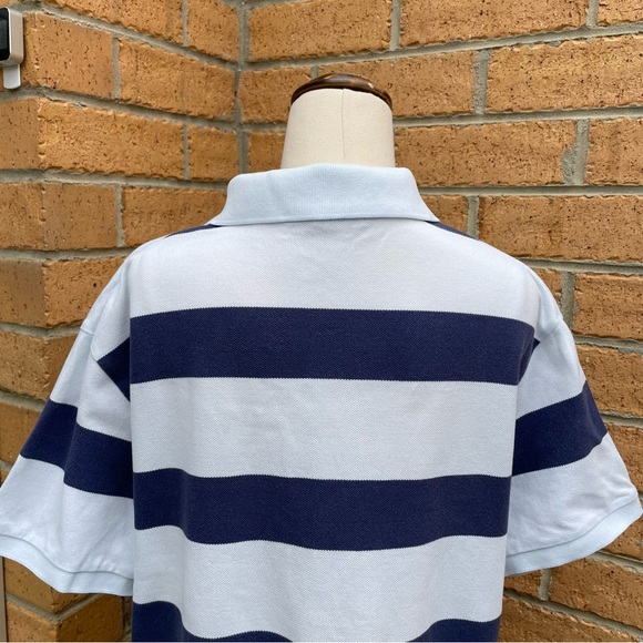 COUNTRY ROAD Blue Stripe Polo Shirt Size L Casual Beach Summer Going Out - Picture 5 of 7